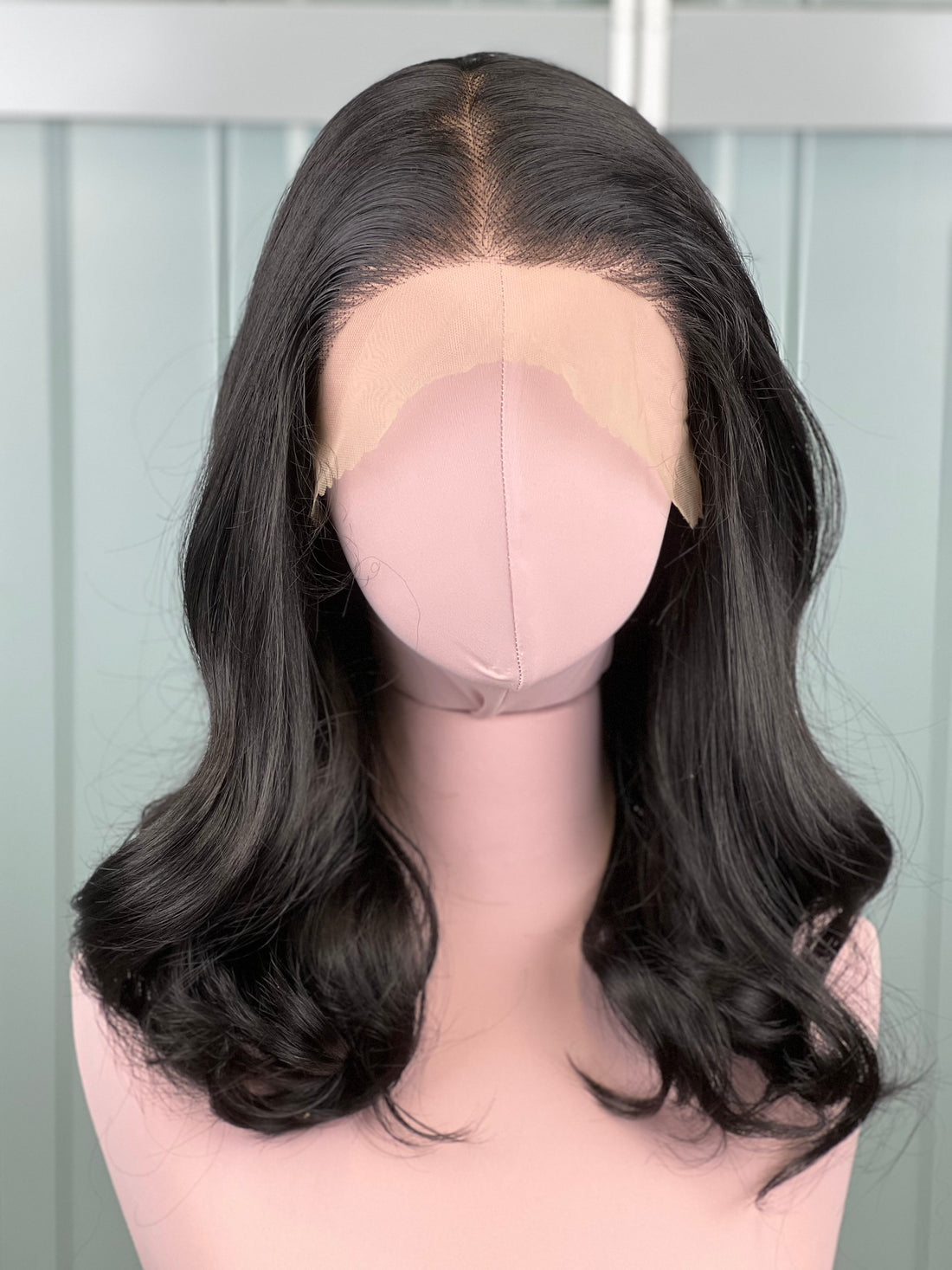 Finest Synthetic Lace Front Wig Glam Waves Jet Black 01