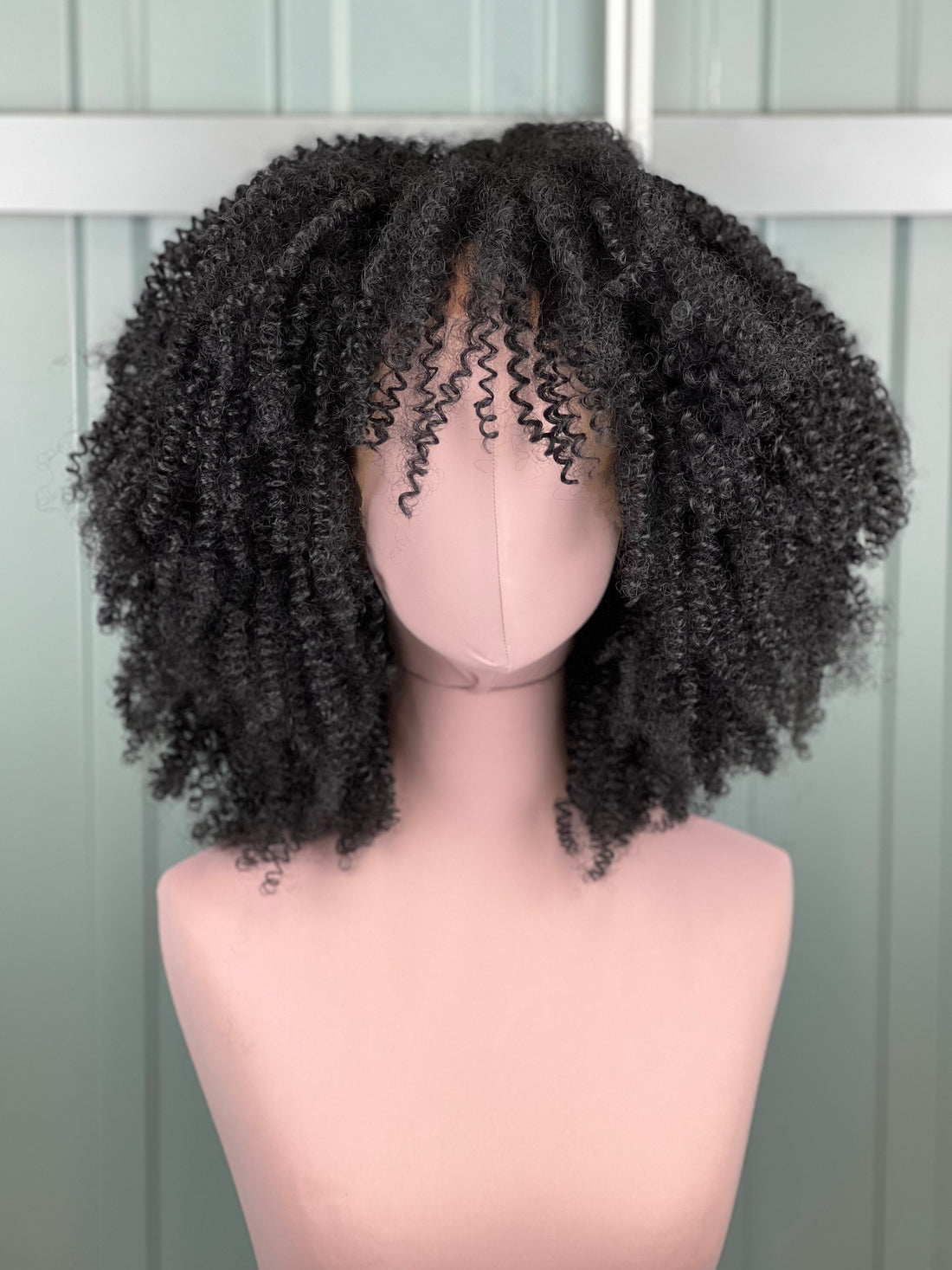 Finest Synthetic Lace Front Wig kinky Curls Jet Black