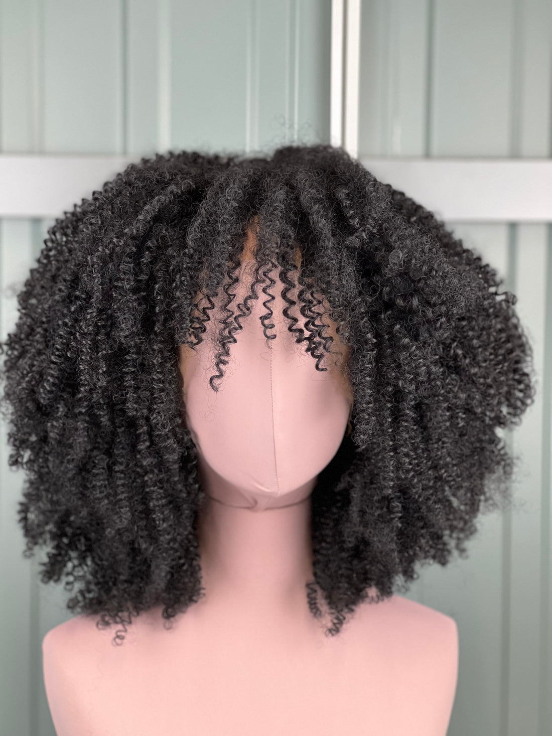 Finest Synthetic Lace Front Wig kinky Curls Jet Black